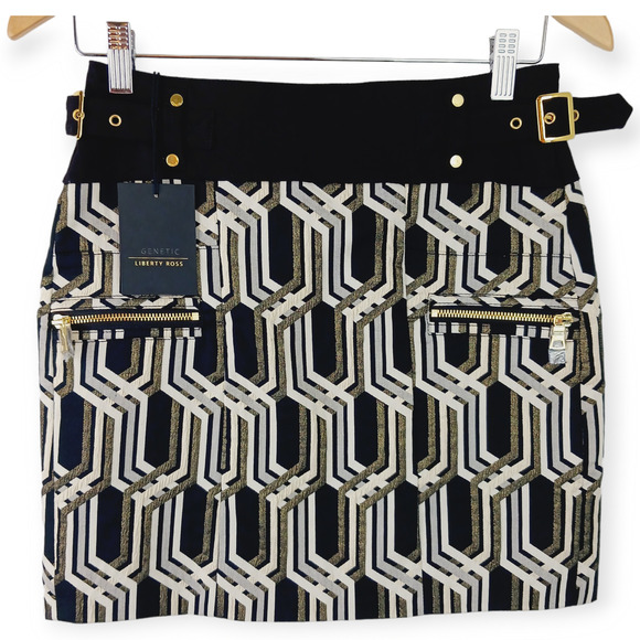 Genetic x Liberty Ross SZ 27 Metallic Jacquard Mini Skirt NWT $375 Vogue - Picture 10 of 10